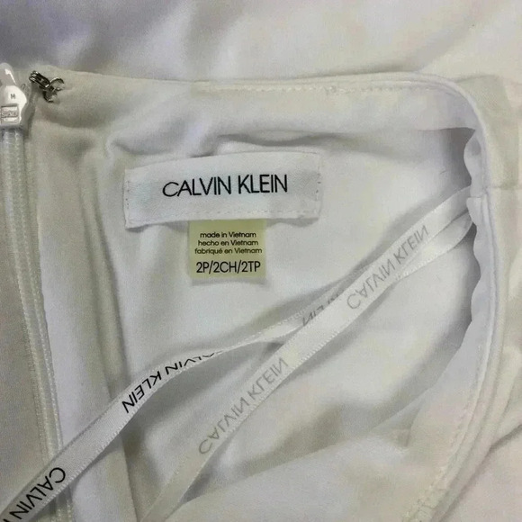 Calvin Klein Womens White Lined Sassy Slit Front Hem Ruched Mini Dress Size 2P - Picture 6 of 10